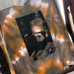 Handmade, pressed, tye-dyed long sleeve T-shirt.